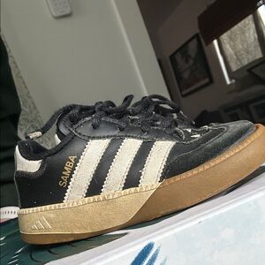 Adidas Samba Black and White with rubber Sole